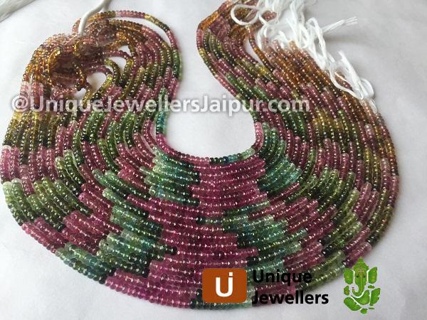 Multi Tourmaline Faceted Roundelle Beads